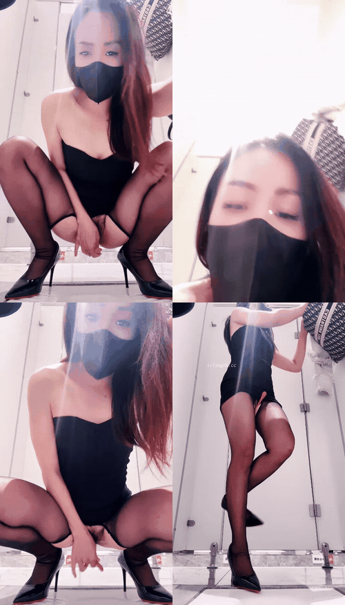 ❣️推荐❣️颜值嫩妹【小夭儿】骚逼主播，公厕掰逼自慰，道具自插潮喷，隔壁坑位有人.gif