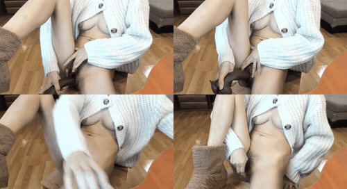 vibrator and a huge dildo inside my tight pussy drive me crazy with multiple org.gif
