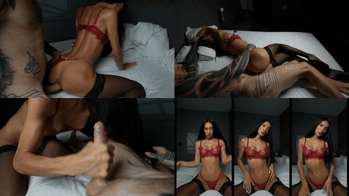 Red lingerie, burgundy lingerie, anal sex, hard anal, anal in pantyhose, anal in.gif